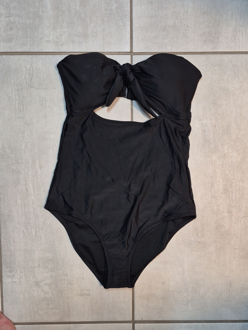 aerie Black Strapless One-Piece Swimsuit